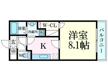 フロイデ姫路(1K/2階)の間取り写真