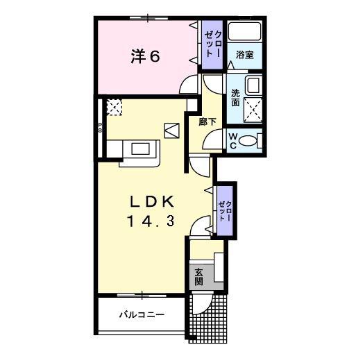 がーでんはうすY I(1LDK/1階)の間取り写真