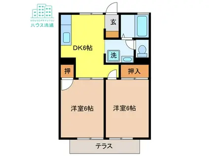 プレジール橘(2DK/1階)の間取り写真