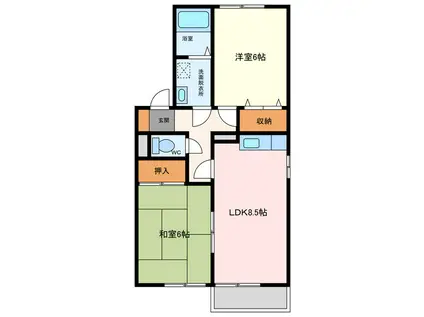 セジュールMM(2LDK/2階)の間取り写真