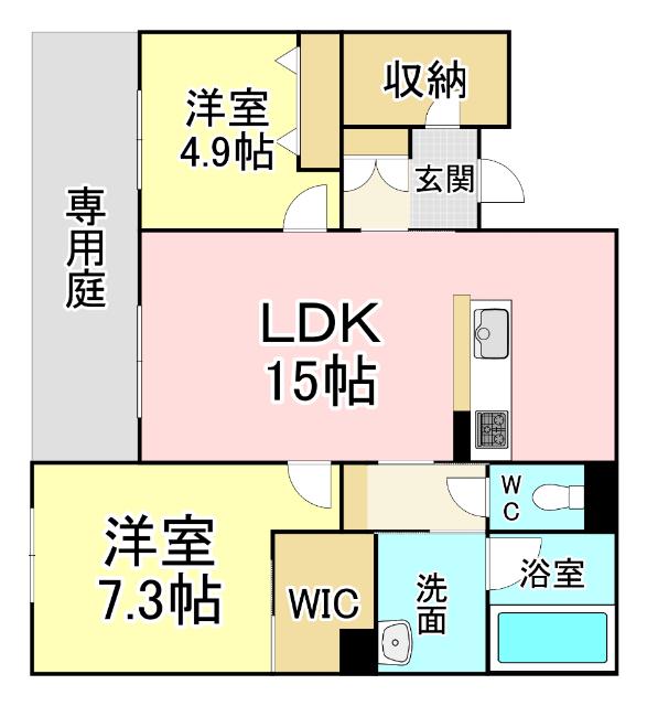シャーメゾンシエロ(2LDK/1階)の間取り写真