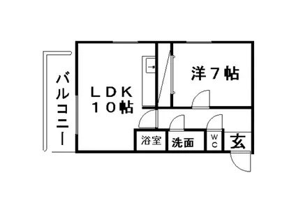 アズビオス元城(1LDK/6階)の間取り写真