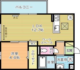 D-ROOM KASUMI(1LDK/1階)の間取り写真