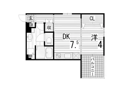 ブロンテ垂水海岸通ウエスト(1DK/3階)の間取り写真