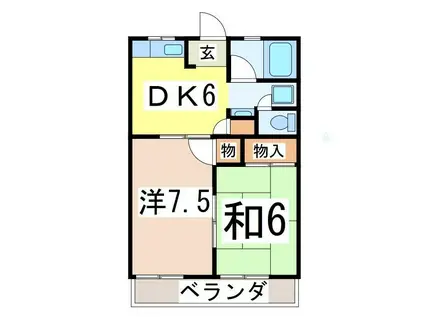 セムイハイツ(2DK/2階)の間取り写真