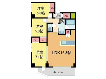 LA DOUCEUR西宮北口(3LDK/2階)の間取り写真