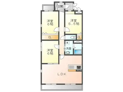 クオリティタウン上野参番館(3LDK/2階)の間取り写真