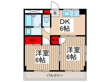 フラワーヒルズ(2DK/2階)の間取り写真