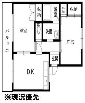 ハイツ菅原C棟(2DK/2階)の間取り写真