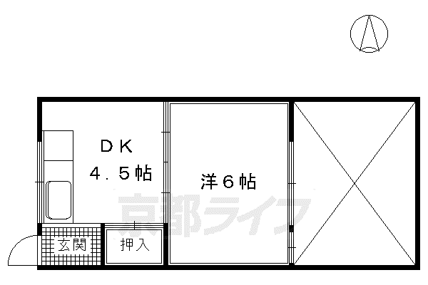 月見荘(1DK/1階)の間取り写真