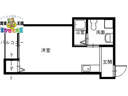 TWO LIVING(ワンルーム/2階)の間取り写真