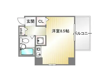 アルテハイム神戸・県庁前(1K/2階)の間取り写真