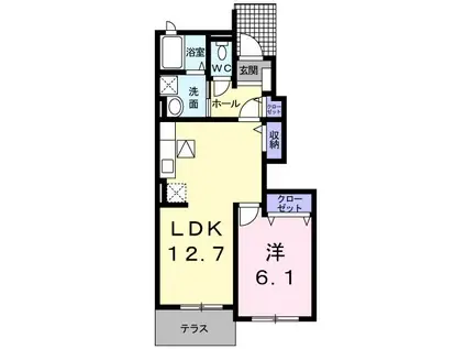 ノーブル北村(1LDK/1階)の間取り写真