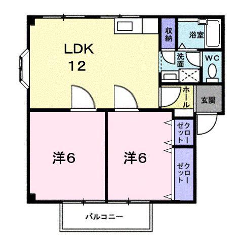 グリーンハイツもりもとB(2LDK/1階)の間取り写真