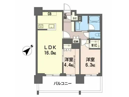 グランドメゾン池下ザ・タワー(2LDK/8階)の間取り写真