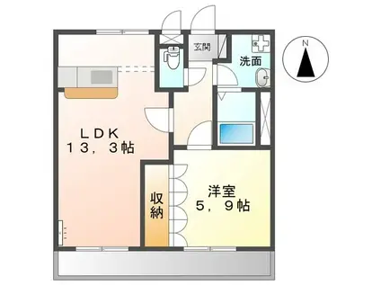 ラフォーレ木太(1LDK/2階)の間取り写真