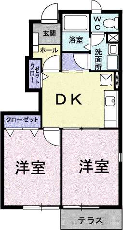 パレスサンヒルズA(2DK/1階)の間取り写真