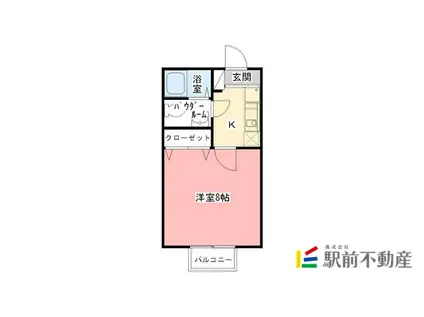 ヴェルデ西田代A(1K/2階)の間取り写真