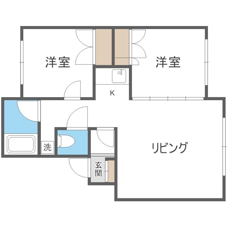 コーポはるか(2LDK/3階)の間取り写真