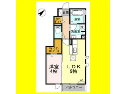 VILLAGE黒坂(1LDK/1階)の間取り写真