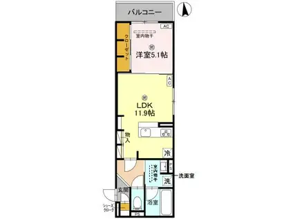 スペチアーレ東中本(1LDK/2階)の間取り写真