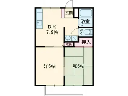 サンライフ日吉(2DK/1階)の間取り写真