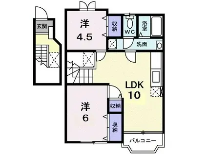 アンジェリーク(2LDK/2階)の間取り写真