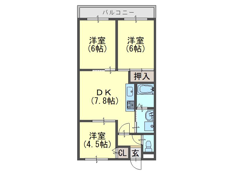 近藤マンション(3DK/1階)の間取り写真