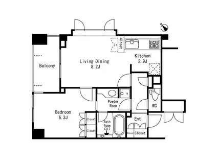 神宮前シティハウス(1LDK/3階)の間取り写真