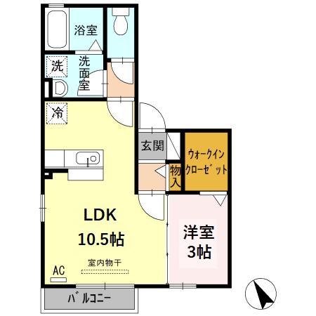 HOUSEたんぽぽ(1LDK/2階)の間取り写真