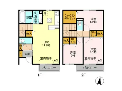 クレセール(3LDK/1階)の間取り写真