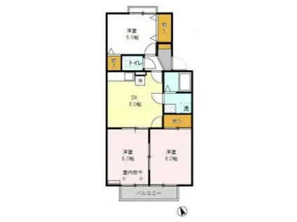 イーストクレール(3DK/2階)の間取り写真