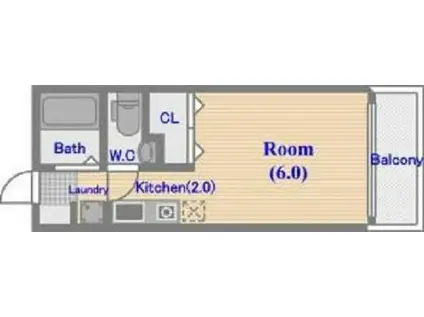 グランツブルク駒場(ワンルーム/2階)の間取り写真