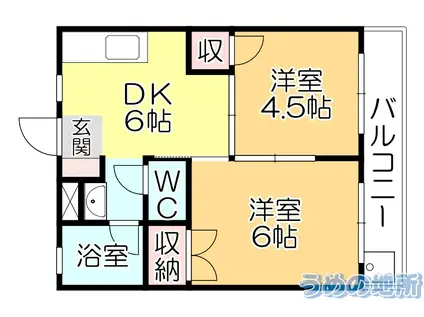 コーポレーティッドナカシマ(2DK/1階)の間取り写真