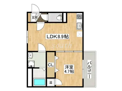 GRANDIR衣摺(1LDK/3階)の間取り写真