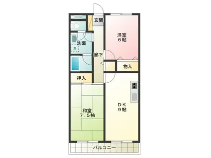 ルミエールテルメ(2LDK/2階)の間取り写真