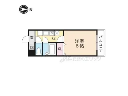 クロシオハイツV(1K/1階)の間取り写真