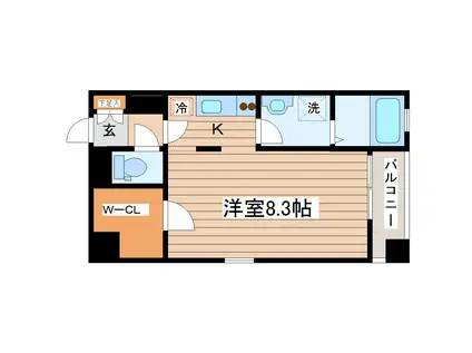 ヴィアーレ北目町(ワンルーム/4階)の間取り写真