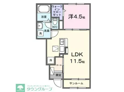 ロックリバー3号館(1LDK/1階)の間取り写真