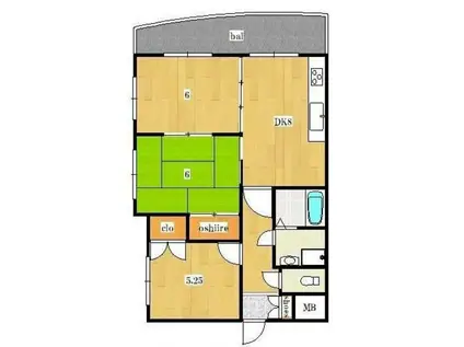 クオーレ羽衣(3DK/4階)の間取り写真