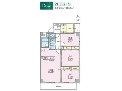 DAIWA GRACE MAISON FUTAKOTAMAGAWA(2SLDK/3階)の間取り写真