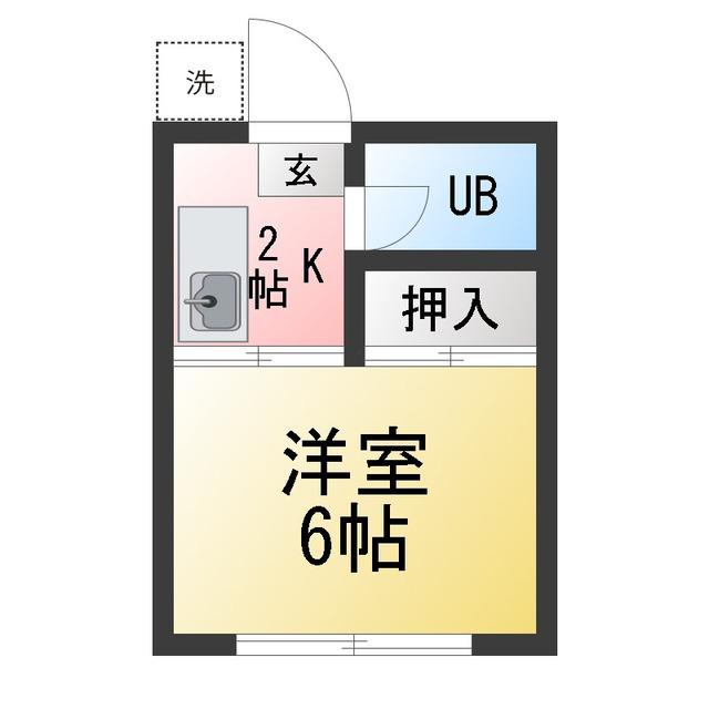 福士アパート(1K/2階)の間取り写真