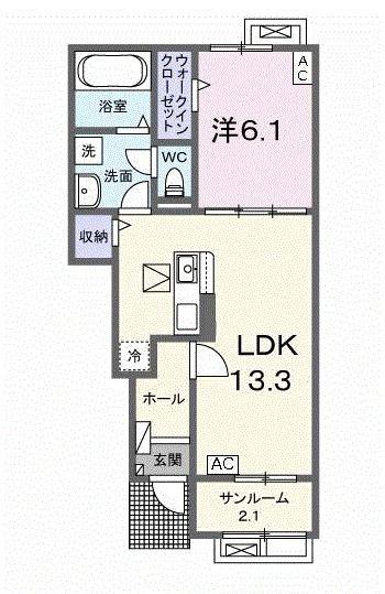 ジュピターII(1LDK/1階)の間取り写真