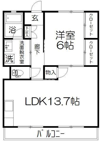 グリンヒル浦和(1LDK/3階)の間取り写真