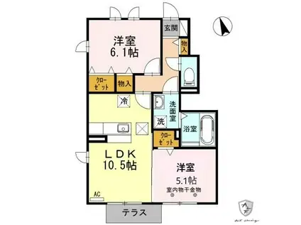 ルレ・エ・シャト-(2LDK/1階)の間取り写真