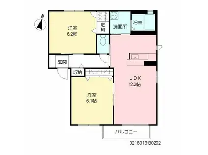 グリーンパーク大刀洗  B棟(2LDK/1階)の間取り写真