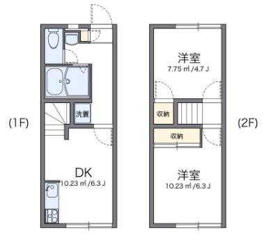 レオパレス広田(2DK/1階)の間取り写真