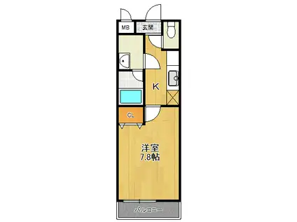 フジパレス夙川江上町(1K/1階)の間取り写真