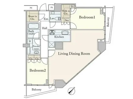 アトラスタワー六本木(2LDK/25階)の間取り写真