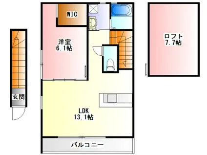 リノキューブ藤原台II(1LDK/2階)の間取り写真